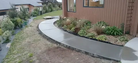 Curved concrete garden path